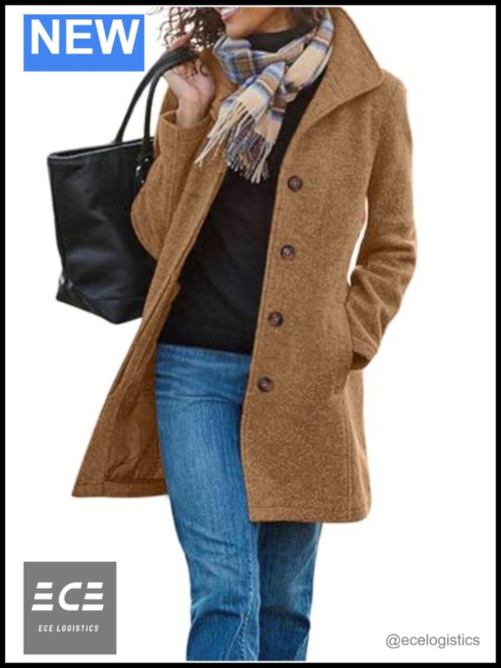 Womens Wool Blend Trench Coat Long Single Breasted Pea Coat Fall Winter
